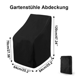 APINKHALL7 Stacking Outdoor Chair Cover Waterproof Garden Chair Covers,Patio Cover for Stackable Reclining Chairs,Tear Resistant Outdoor Furniture Protector (64x64x120cm) 25in L x 25in W x 47inH