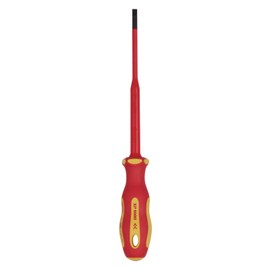 Draper 02159 XP1000 VDE Slimline Plain Slot Screwdriver, 3.5 x 100mm, Red and Yellow