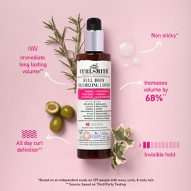 CURLSMITH - Full Body Volumizing Hair Lotion, Curl Definition, Instant Volume and Non-Sticky, for Wavy, Curly or Coily Hair, Vegan (237ml/8fl oz)