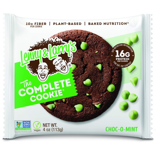 Lenny & Larry's The Complete Cookie, Choc-O-Mint, 4 Ounce Cookies - 12 Count, Soft Baked, Plant-Based Protein Cookies, Vegan and Non-GMO