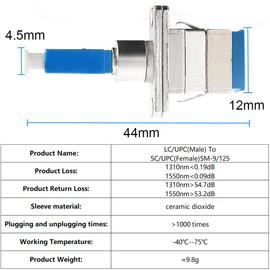 Fibre Optic Adapter SC/APC Female to LC/APC Male Singlemode, LC to SC Adapter for Durable and Fast Fibre Optic Coupling Low Loss (SC/APC-LC/APC)