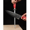 SANMUZUO ホーニングロッド、 包丁用シャープニングスチール、9インチ 樹脂ハンドル付きホーニングスチール - XUANシリーズ (サンセットレッド)