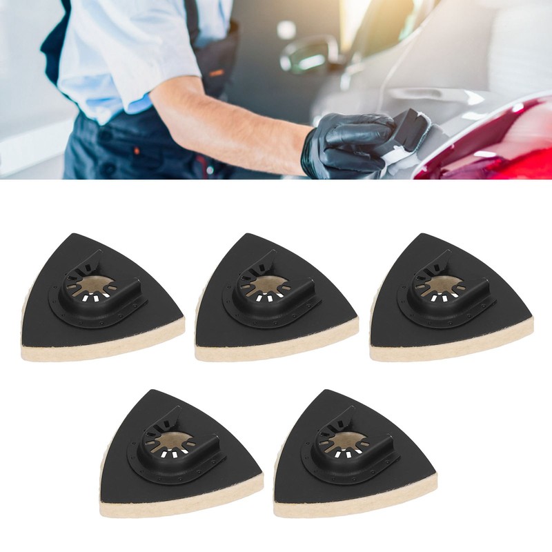 5PCS Wool Polishing Pad with Alloy Steel Base Triangular Felt