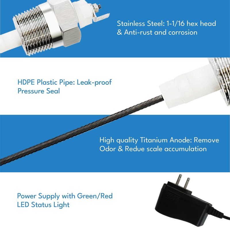 Powered Anode Rod for Water Heater Tank(40-89 Gallon Tank), Electrical