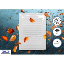 White Galvanised Steel Metal Ventilation Grille - RAL 9016 Powder Coated - Wall or Ceiling, Indoor & Outdoor, Rustproof, Easy Assembly, Heavy Duty Air Outlet. (18 x 25 cm)