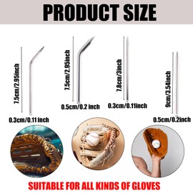 Gosknor 8pcs Baseball Glove Lacing Needles, 4 Styles Stainless Steel Softball Baseball Glove Repair Leather Lacing Kit Curved Needles Practical Repair and Relacing Tools(Silver)