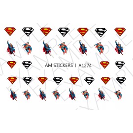 Handmade Super Man Nail Art Stickers Transfers Decals Set of 34 - A1274