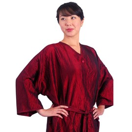 JMT Beauty Salon Client Gown, Kimono Style, 43" Long, 10 Ounces (Burgundy)