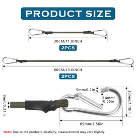 Pack of 4 Elastic Straps with Carabiner, 30/60 cm Luggage Tensioner with Hooks, Tie Down Straps de Hooks, Luggage, Strong Luggage Tensioner Expander with Carabiner Hook, Tension Rope Rubber Tensioner