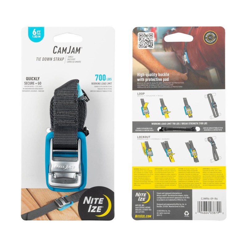 Nite Ize Unisex's Camjam Tie Down Strap 6 Ft, Blue/Black