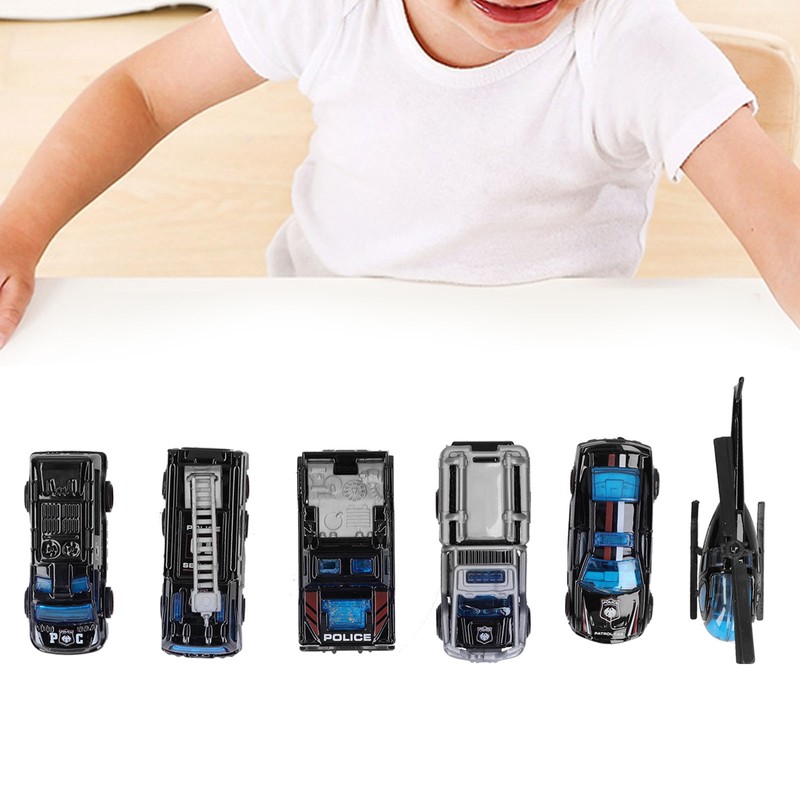 6pcs Children Alloy Car Model Kid Cute Simulated Car Helicopter