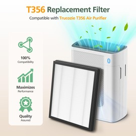 T356 Replacement Filter Compatible with Trucozie T356 Air Purifi-er, 3-IN-1 H13 True HEPA and High-Efficiency Activated Carbon Filter for Dust Pollen Pet Hair & Odors Smoke Wildfire, 2 Pack