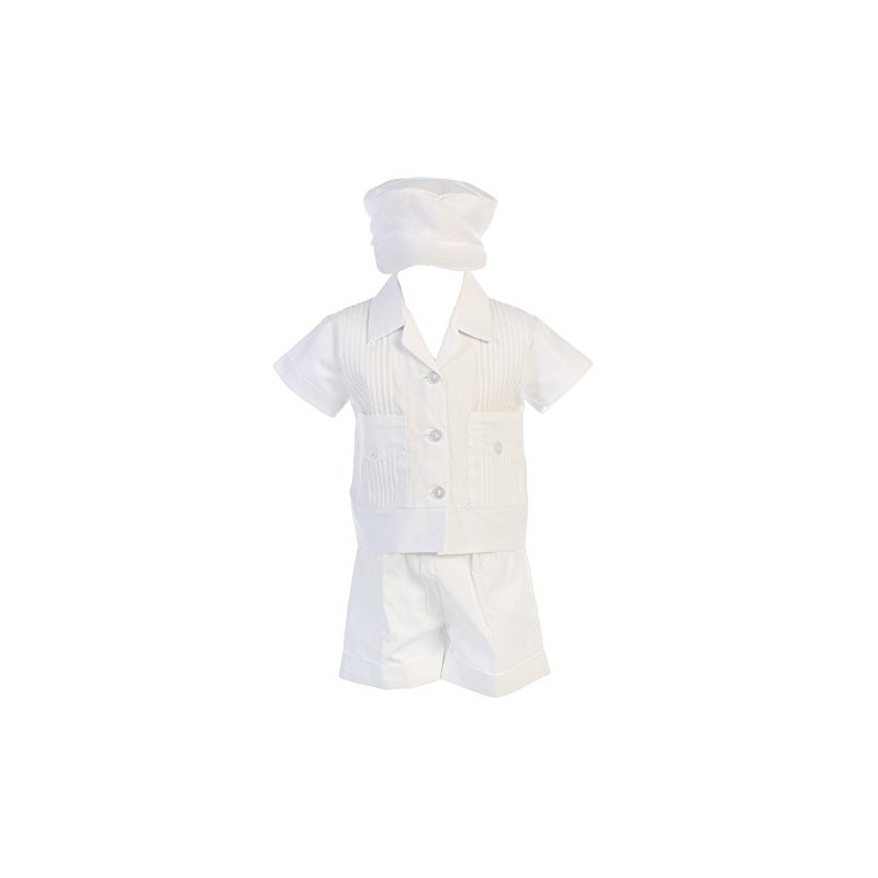 Lito Boys Poly Cotton Pintuck Shirt and Shorts Christening Baptism
