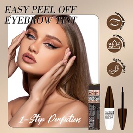 Tattoo Eyebrow Gel Easy Peel Off - Light Brown Eye Brow Gel Eyebrow Dye Eyebrow Tattoo Peel Off, Natural Safe Brow Color for Women Fuller Brows, Easy Use Lasts 3 Days, Waterproof & Transfer-proof - 02