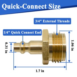 Alsoyixia 4Pcs 1/4" Air Compressor Quick Connect Plug To GHT 3/4" Garden Hose Faucet, for Winterize Blow Out Plug, Garden Hose Fitting