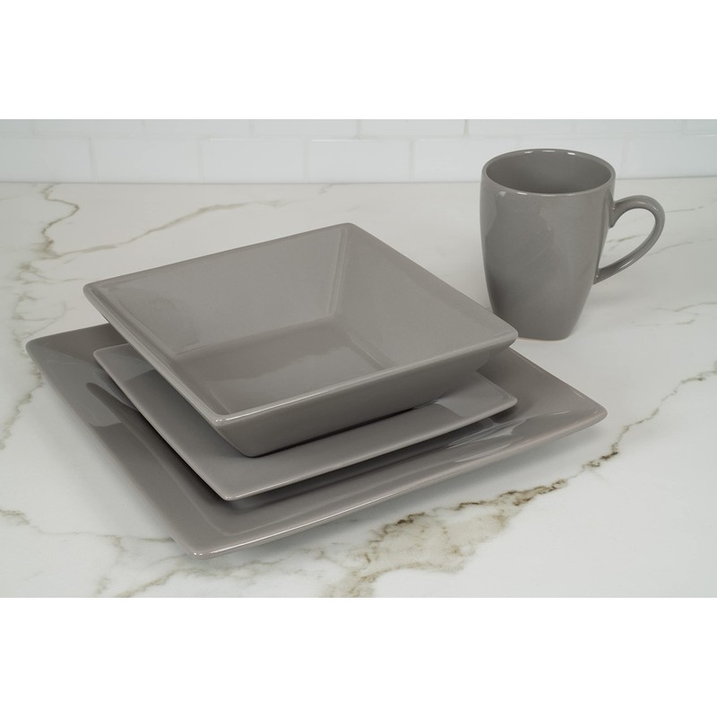 10 Strawberry Street Nova Square 40 pc Dinnerware Set, Gray