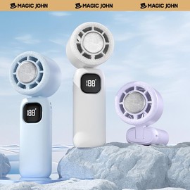 MAGIC JOHN 3 in 1 Mini Handheld Cooling Fan, 100 Speed Wind Power & Ice Cooling Function, Small Foldable 3-IN-1 Neck/Desk/Hand Fan, Pocket Design for Travel/Summer/Concerts/Lash, Gifts for Girls:_Light Blue