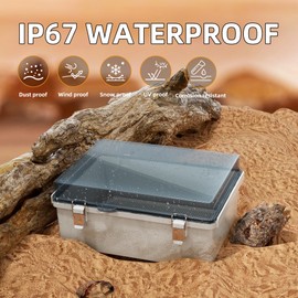 Joinfworld Electrical Box Weatherproof Plastic Junction Box 15.7x11.8x7.1" Outdoor WiFi Nema 4 Enclosure Clear Cover for Electric Connection Exterior Project