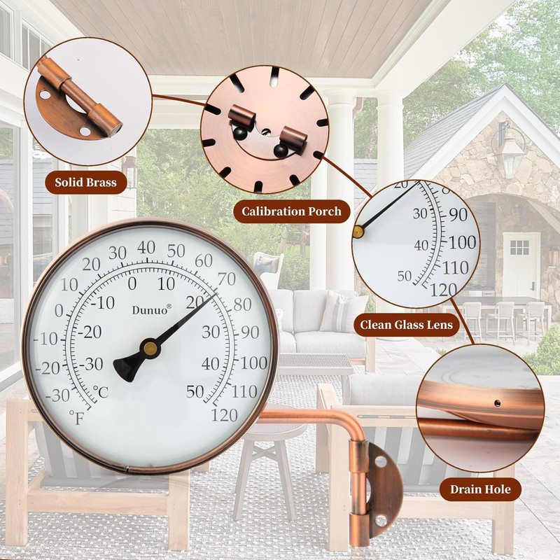 4 Inch Outdoor Thermometer, Outside Temperature Gauge Decorative for Patio,