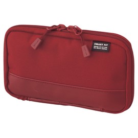 LIHITLAB Compact Pen Case (Pencil Case), Water & Stain Repellent,3.5" x 6.5'', Red (A7687-3)