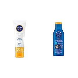 NIVEA SUN Protector Solar Facial para Piel Sensible (50 ml), Bloqueador Solar Libre de Aroma con FPS 50, KIDS Protector Solar Corporal Protect...     