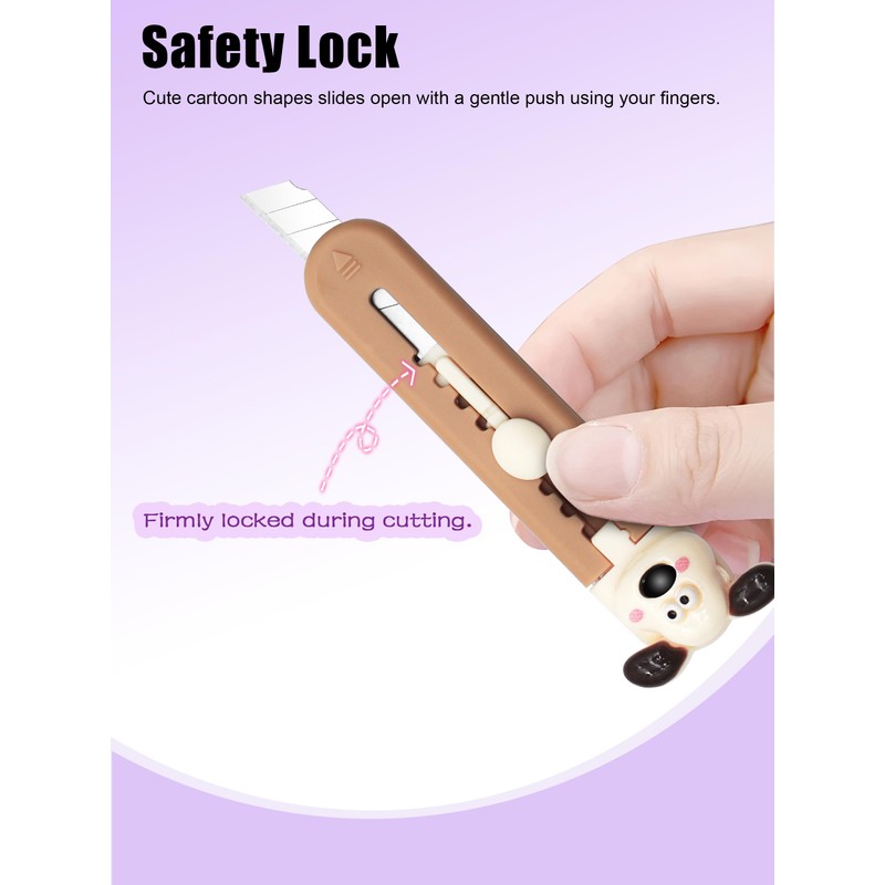6 Pack Box Cutter Retractable, Sharp Utility Knife Retractable, Cute