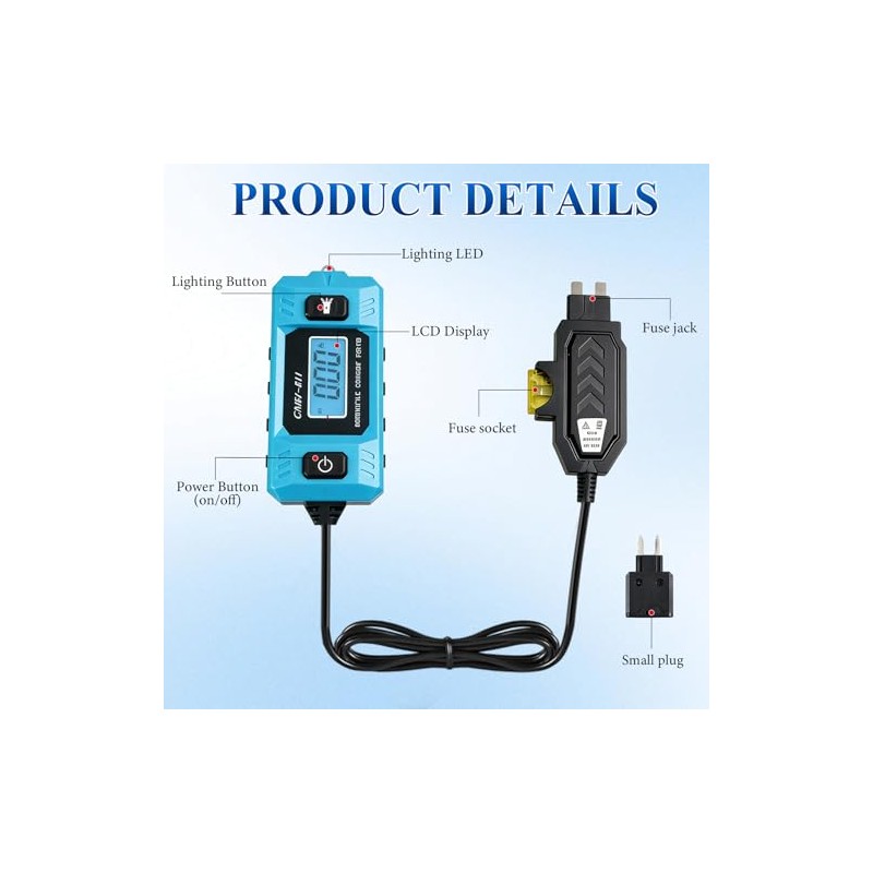 Automotive Circuit Fault Probe Tester, 20A 48V-High-Precision Current Tester, 2-in-1