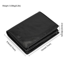 LUUFAN Genuine Leather Bifold Wallet RFID Blocking Short Wallet for Men Large Capacity Cash Purse with 15 Card Slots and ID Window, Black