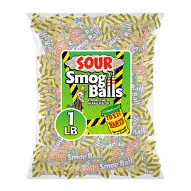 TOXIC WASTE - Sour Smog Balls - Crunchy & Chewy Sour Balls - Shooter Packs - Lime, Cherry, Strawberry, Lemon, Blue Raspberry, & Grape Flavors - 1 lb. Bag