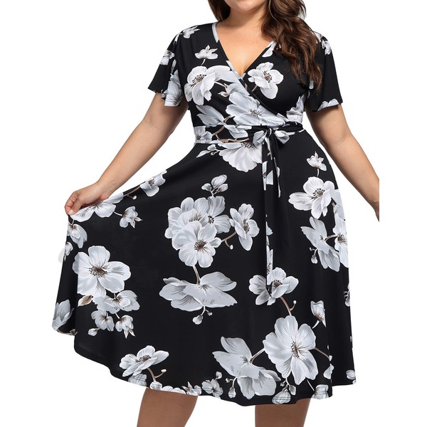 kissmay Plus Size A Line Dress, V-Waist Loose Fitting Classy