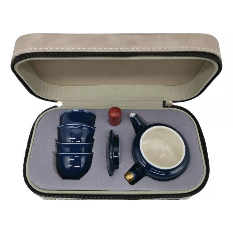 Eco R Juego De Te Chino Ceramica Azul Viaje Estuche