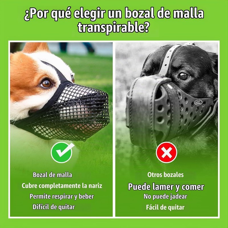 Bozal para Perros Malla de Aire Suave y Transpirable Cubierta