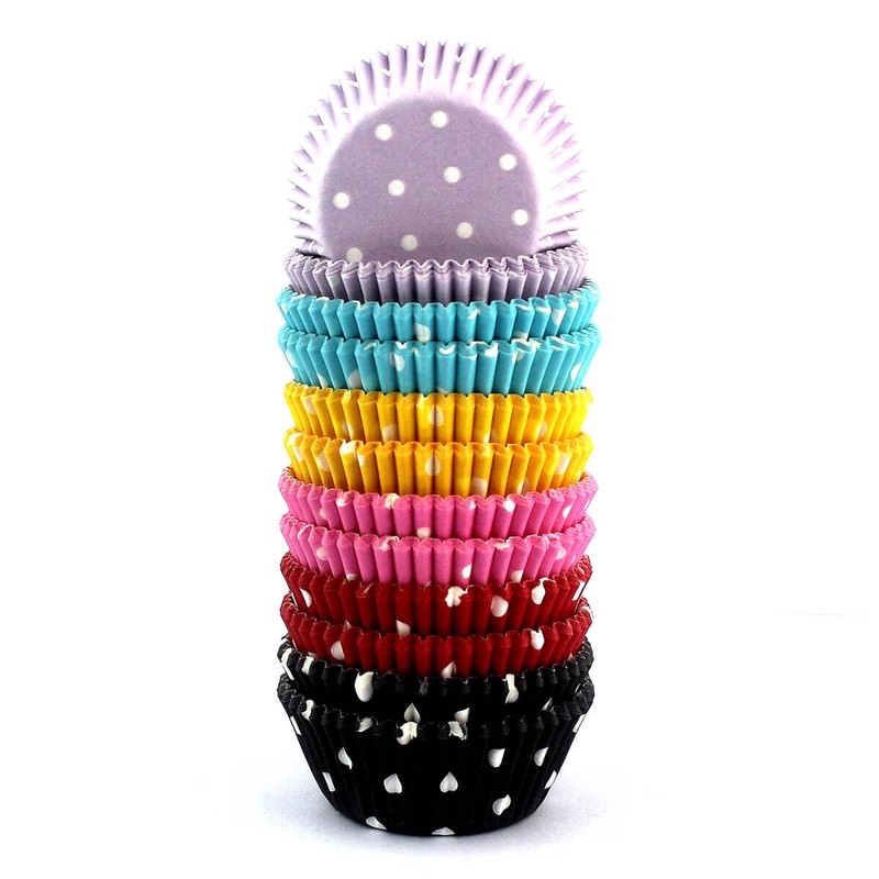 Eoonfirst Rainbow Mini Polka Dots Cupcake Liners 300 Pcs, No