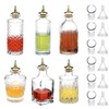 QWORK Glass Bitters Bottles Set of 6, Zinc Alloy Dash