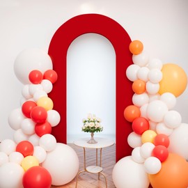 Babenest 7.2Ft Spandex Open Arch Backdrop Cover, Fitted Double-Sided U-Shaped Wedding Arch Cover, Round Top Chiara Stand Cover for Ceremony Baby Shower Birthday Party Decoration (Red)