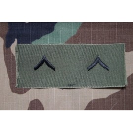 RARE US Army Private PV2 / E-2 Collar Rank Insignia Sew-on BDU OD Green