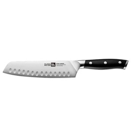 Klaus Meyer Stahl High Carbon Exclusive German Steel 7 inch Santoku Knife (Black)