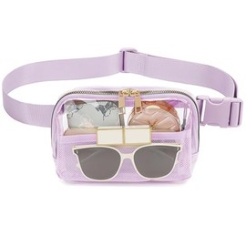 Cangurera transparente aprobada para estadios, impermeable, con correa ajustable, ideal para viajes, festivales, deportes y fiestas, color beige, Purp