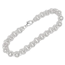 NKlaus 12368 Women's Bracelet 925 Sterling Silver 19 cm Twin Anchor Chain Design, Sterling Silver