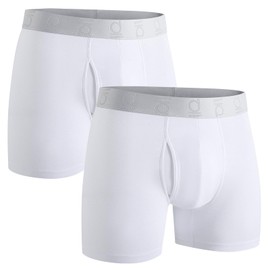 gagli Men's Cotton Stretch Boxer Briefs, Soft Breathable No-Tag Underwear, Comfort Fit Anti-Ride Up,2-Pack M+ White