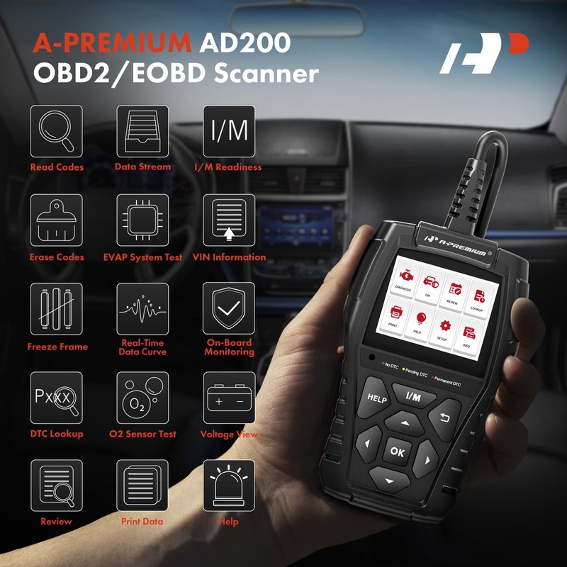 A-Premium AD200 Professional OBD2 Scanner Car Diagnostic Tool, OBDII EOBD