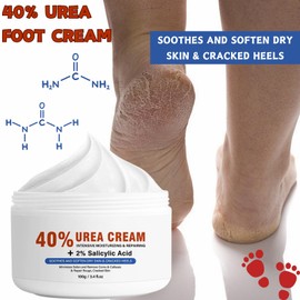 40% Urea Cream, Urea Foot Cream with 2% Salicylic Acid, Foot Cream for Very Dry Feet, Intense Moisturizing Cracked Heel Repair Cream, Exfoliating Foot Moisturiser for Calluses & Corns, 100g