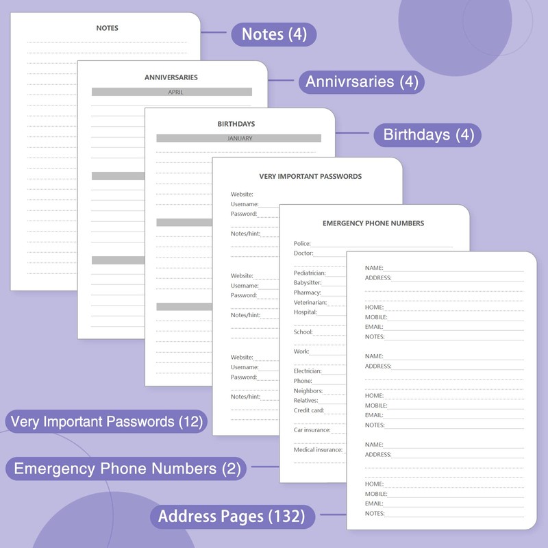 Address Book with Alphabetical Tabs, Hardcover Password Book, Small Address