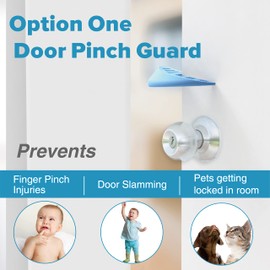 Neobay Upgraded Silicone Door Pinch Guard and Door Stoppers 2 Functions in 1 with 4 Free Hooks, Heavy Duty Finger Pinch Guard Prevents Finger Pinch Injuries, Slamming Doors. 4 Packs, Blue