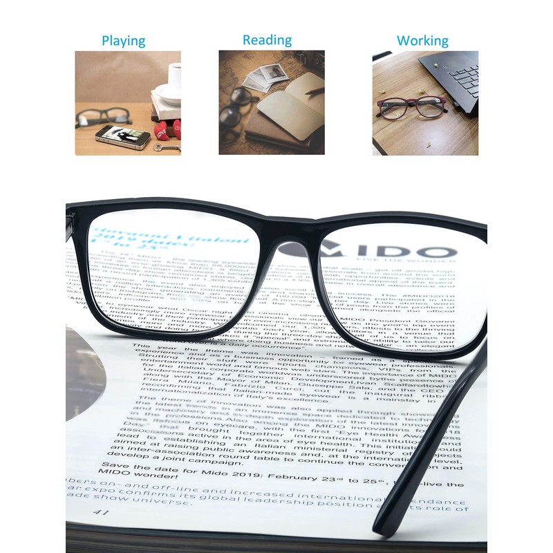 OLOMEE Reading Glasses 2.00 Oversized Large Square Men Readers Black