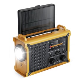 Emergency Weather Radio with Large Solar Panel, Efficient Hand Crank & Real 12000mAh Battery | AM/FM/NOAA Bands, LED Flashlight, Reading Lamp, SOS Alarm & Phone Charger for Camping, Blackout, Survival