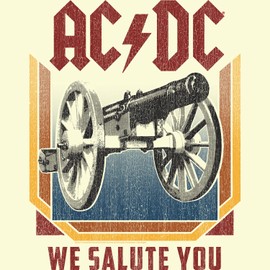 American Classics ACDC Heavy Metal Rock Band We Salute You Natural Adult T-Shirt - Ivory/Natural - X-Large