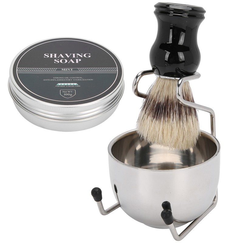 4pcs Shaving Brush Set Men Shaving Soap Brush Stainless Steel