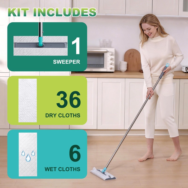 JOYMOOP Hands Free Multi Purpose Flat Mop, Dust Mop for
