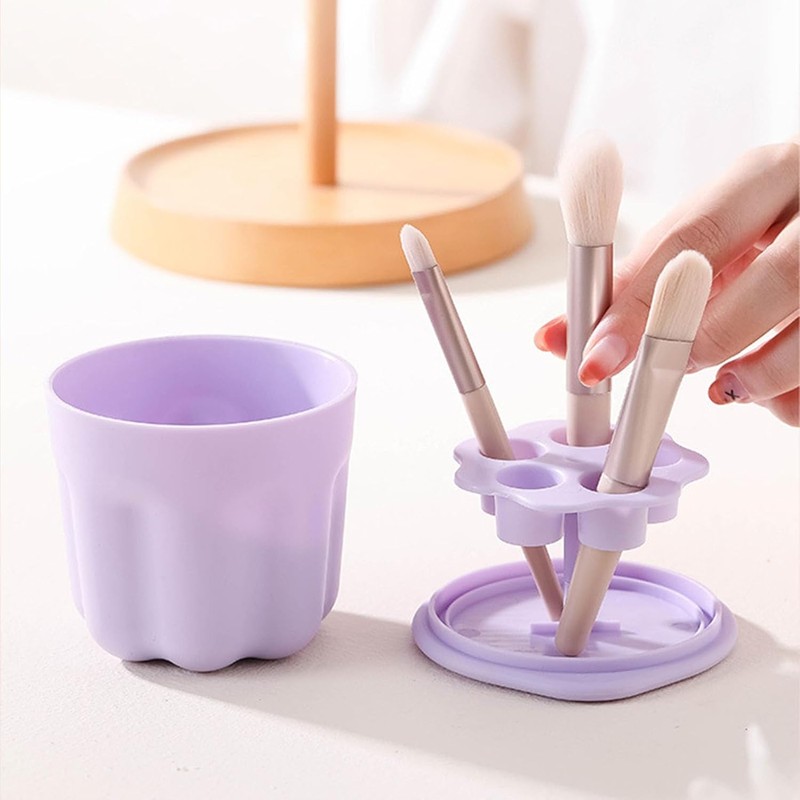 Taza Limpiadora de Brochas de Maquillaje Multifuncional con Tendedero y